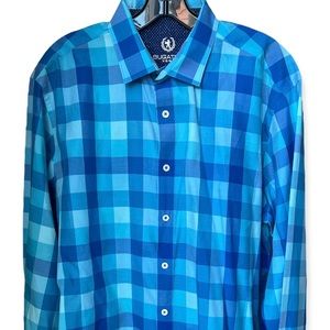 Bugatchi Men’s Plaid Gingham Long Sleeve Button Up Shirt